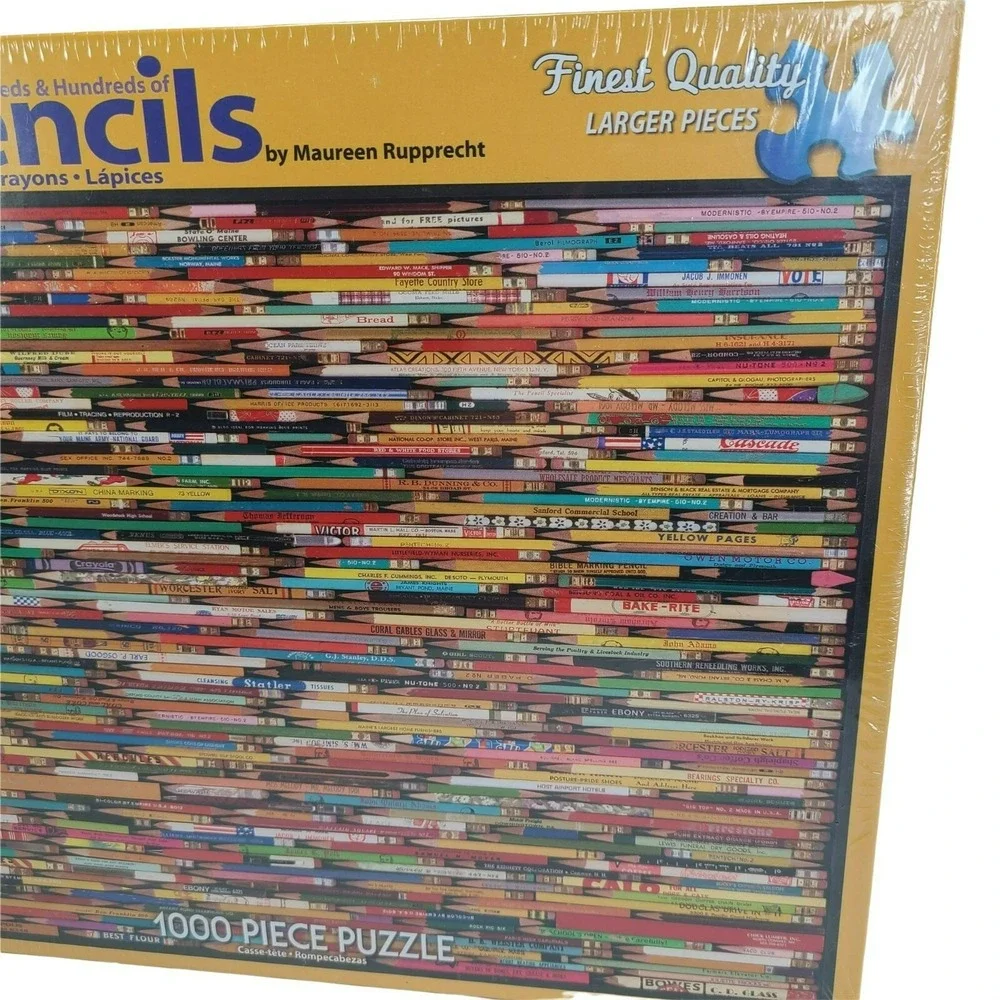 White Mountain Puzzle Pencils Collage by Maureen Rupprecht 1000 Piece Jigsaw New
